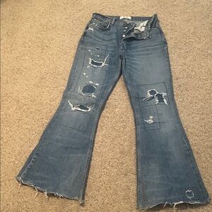 We The Free Distressed Denim Flare Jeans